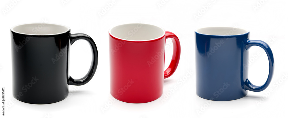 black, red and blue cups black, red and blue cups