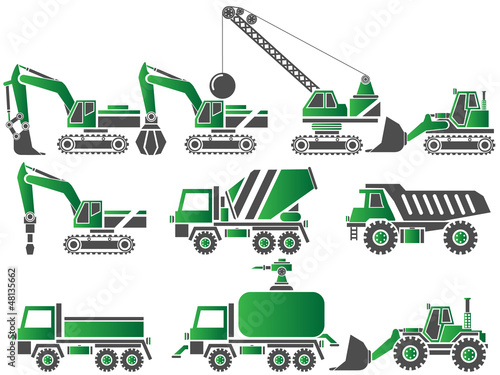 ICON SET WORK VEHICLES CLEAN