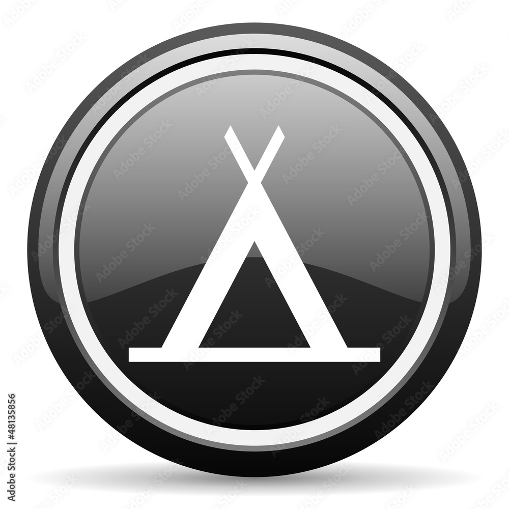 camping black glossy icon on white background camping black glossy icon on white background
