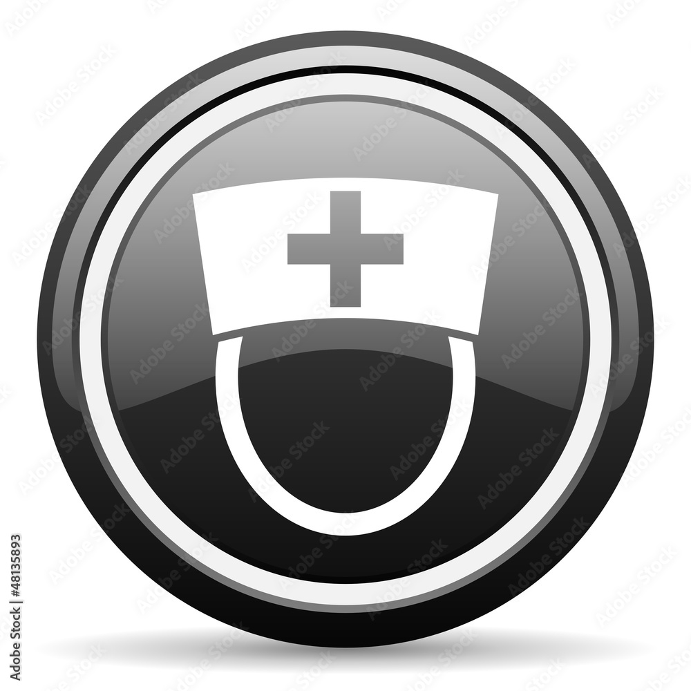 nurse black glossy icon on white background nurse black glossy icon on white background