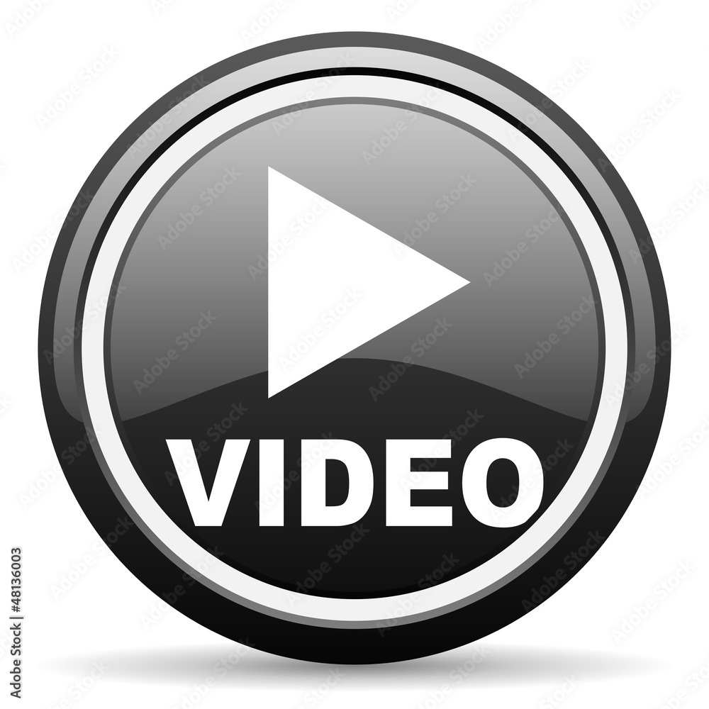 video black glossy icon on white background video black glossy icon on white background