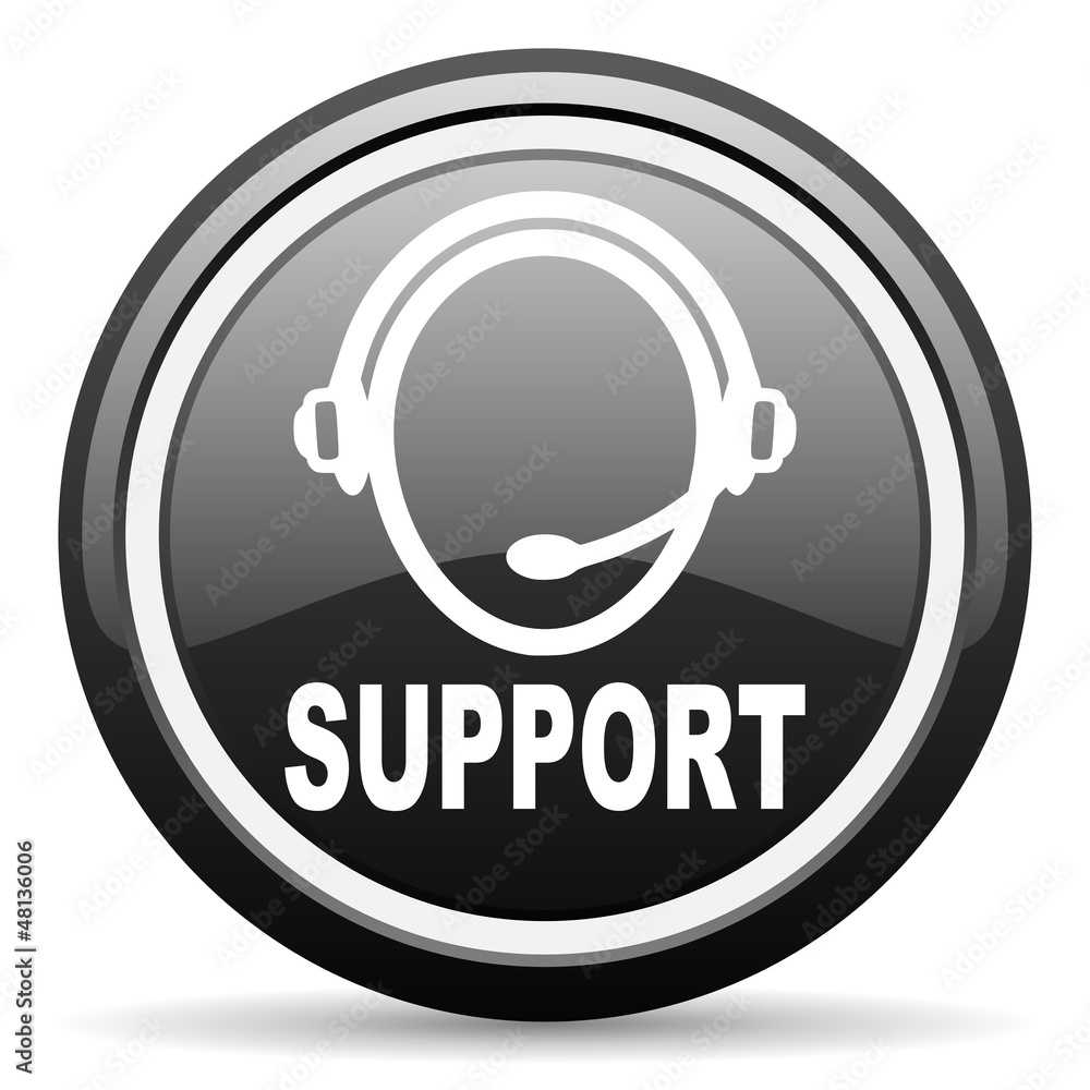 support black glossy icon on white background support black glossy icon on white background
