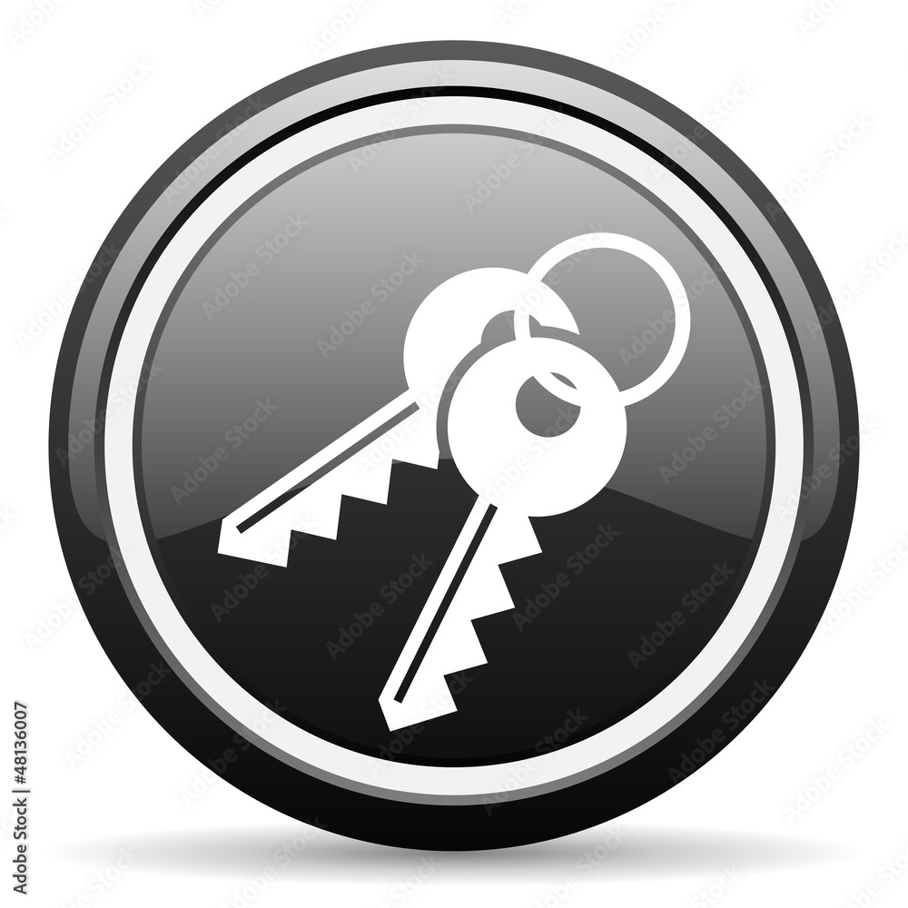 keys black glossy icon on white background keys black glossy icon on white background