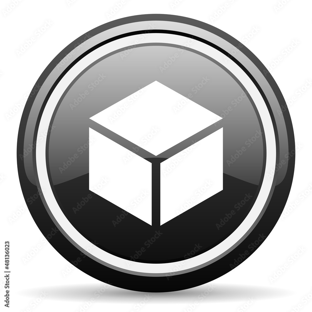 box black glossy icon on white background box black glossy icon on white background