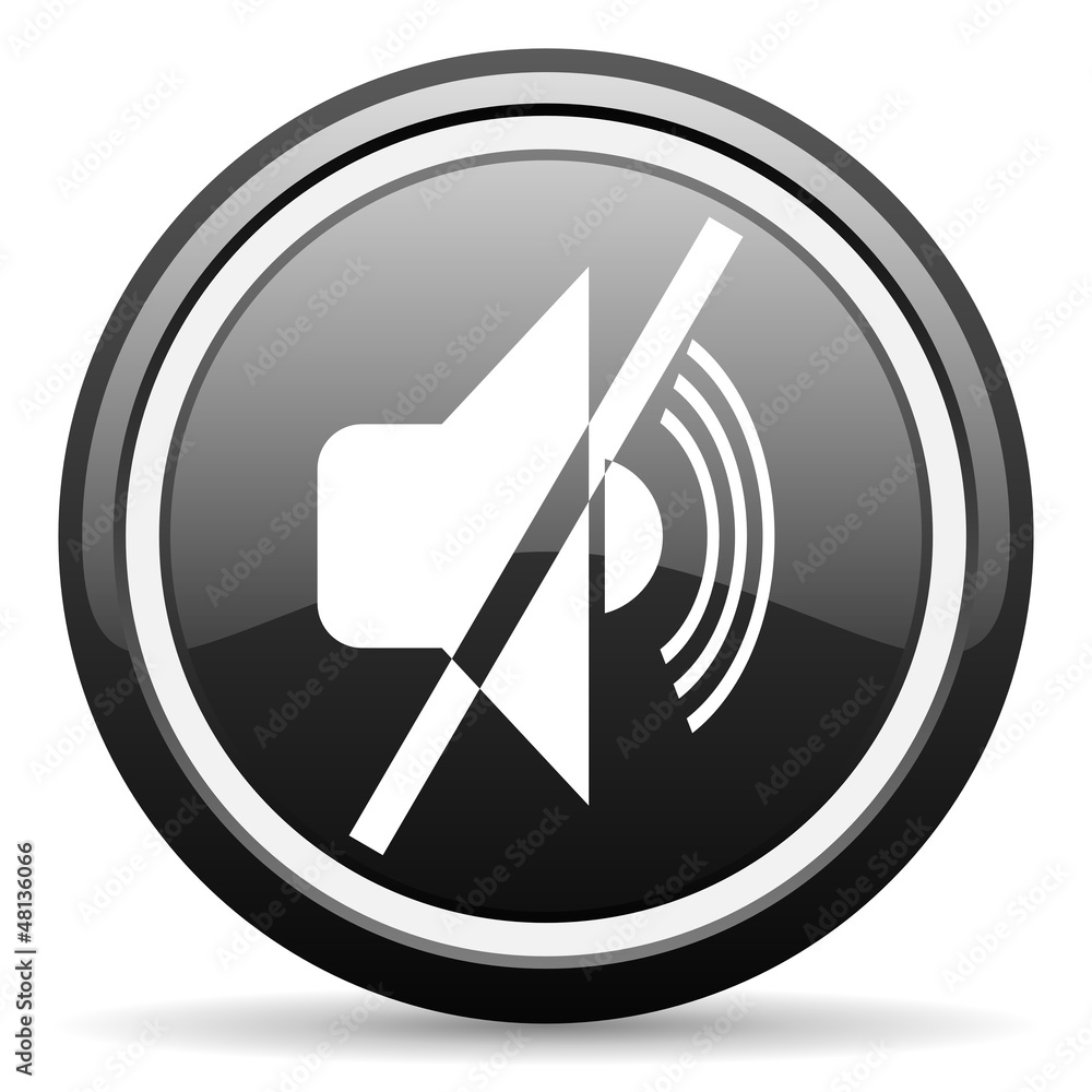 mute black glossy icon on white background mute black glossy icon on white background