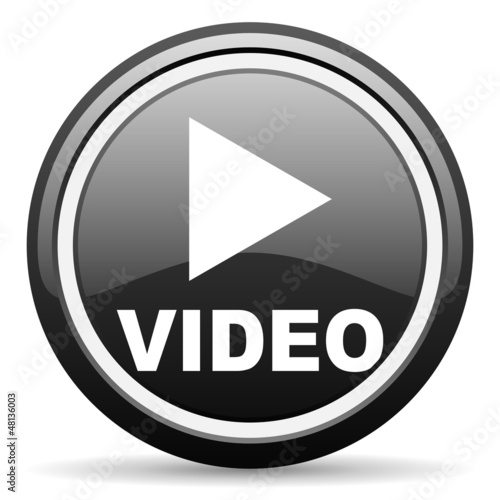 video black glossy icon on white background