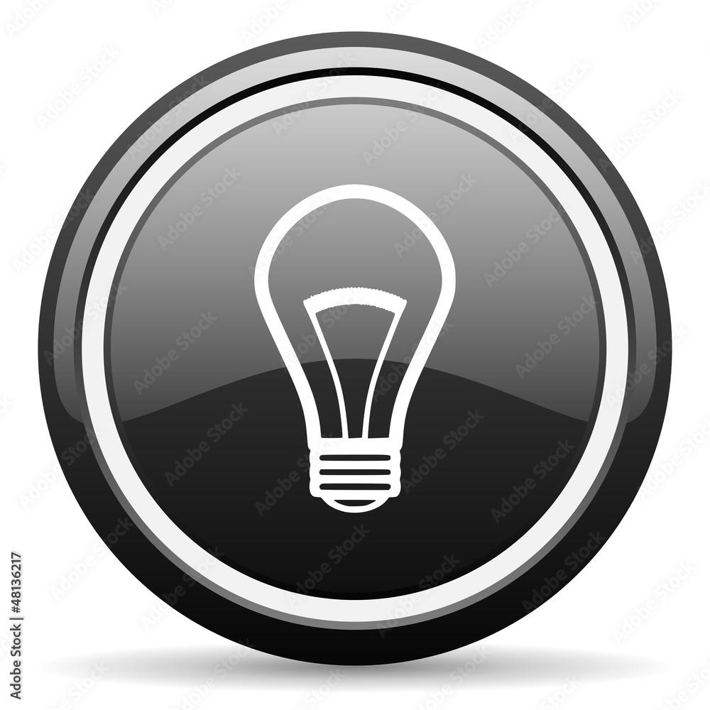 light bulb black glossy icon on white background light bulb black glossy icon on white background
