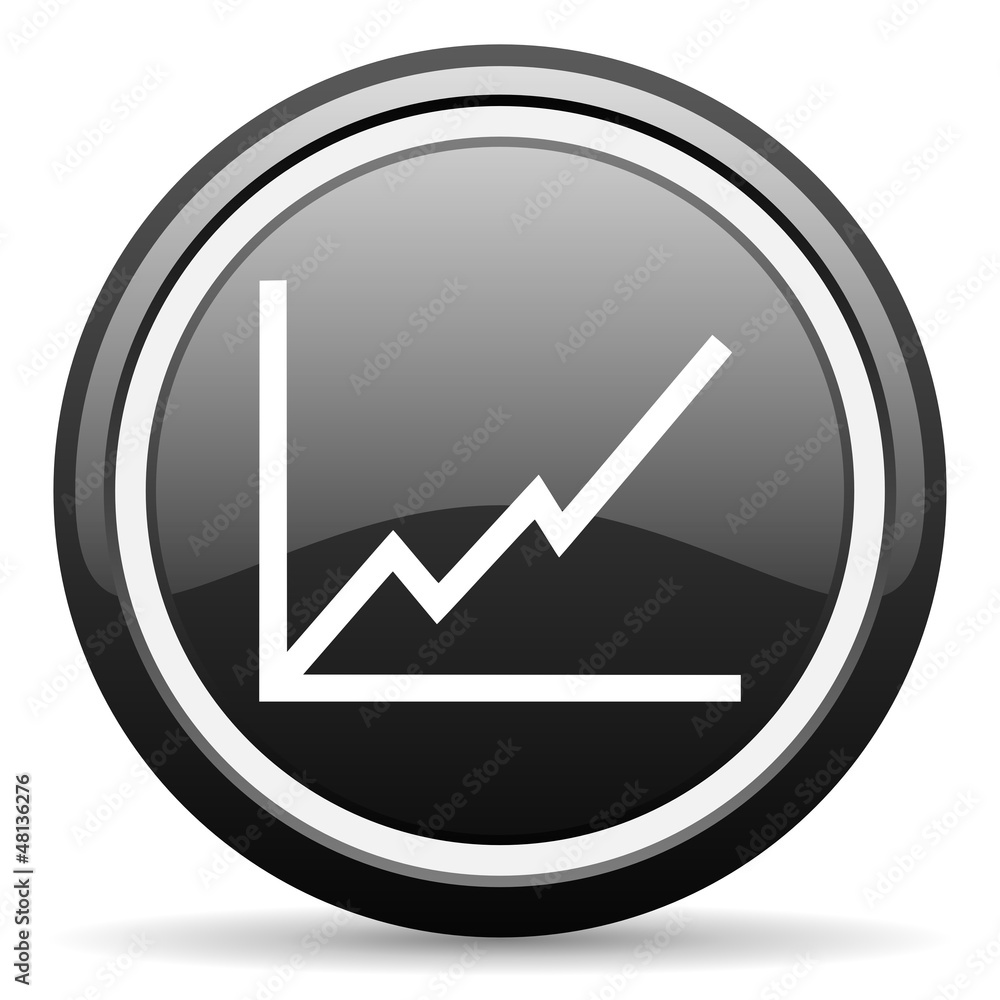 chart black glossy icon on white background chart black glossy icon on white background
