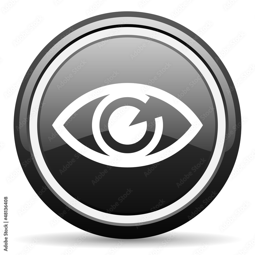 eye black glossy icon on white background eye black glossy icon on white background
