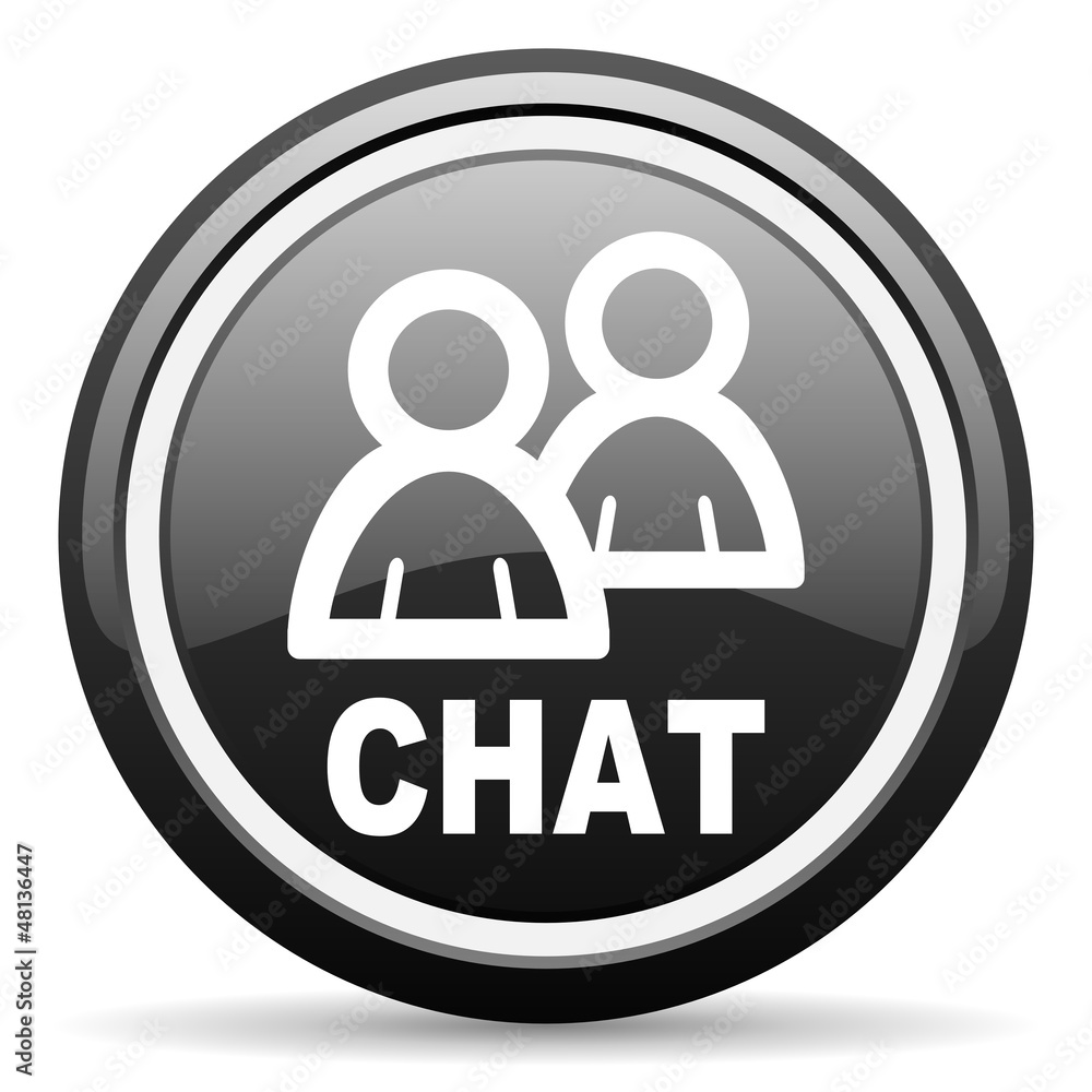 chat black glossy icon on white background chat black glossy icon on white background