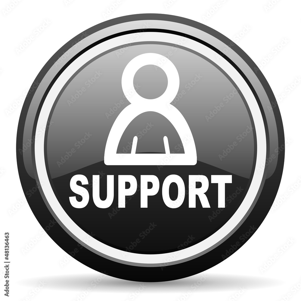 support black glossy icon on white background support black glossy icon on white background