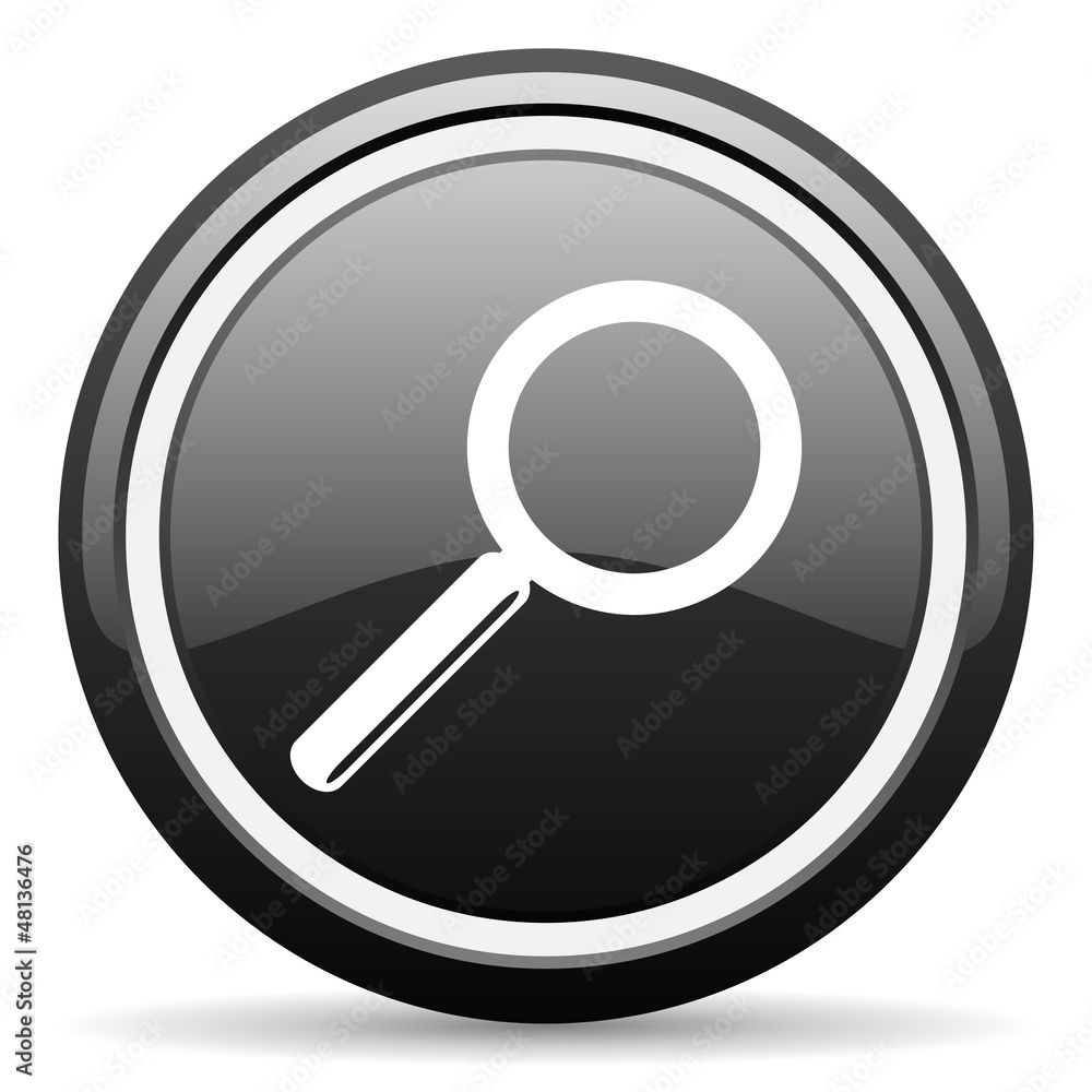 search black glossy icon on white background search black glossy icon on white background