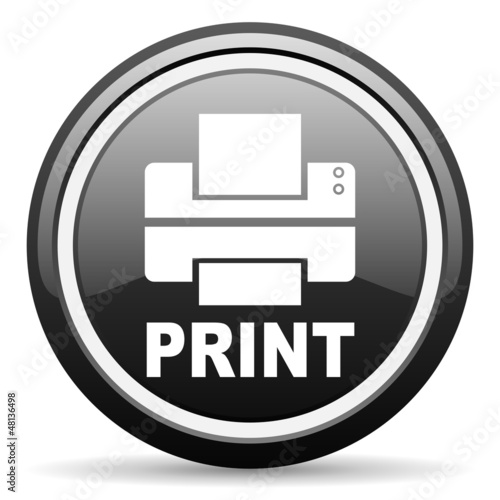 print black glossy icon on white background