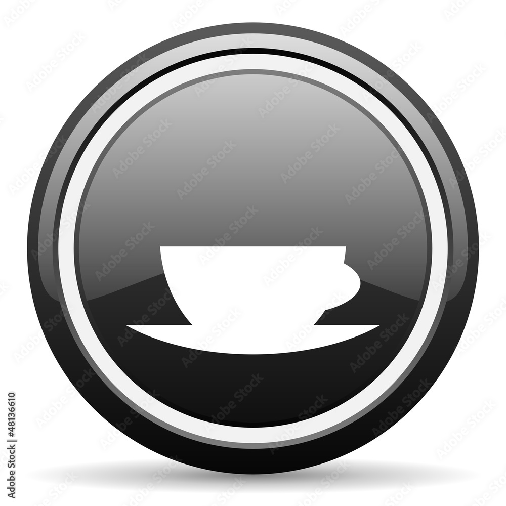 coffee cup black glossy icon on white background coffee cup black glossy icon on white background