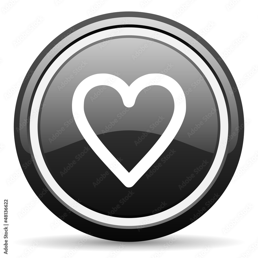 heart black glossy icon on white background heart black glossy icon on white background