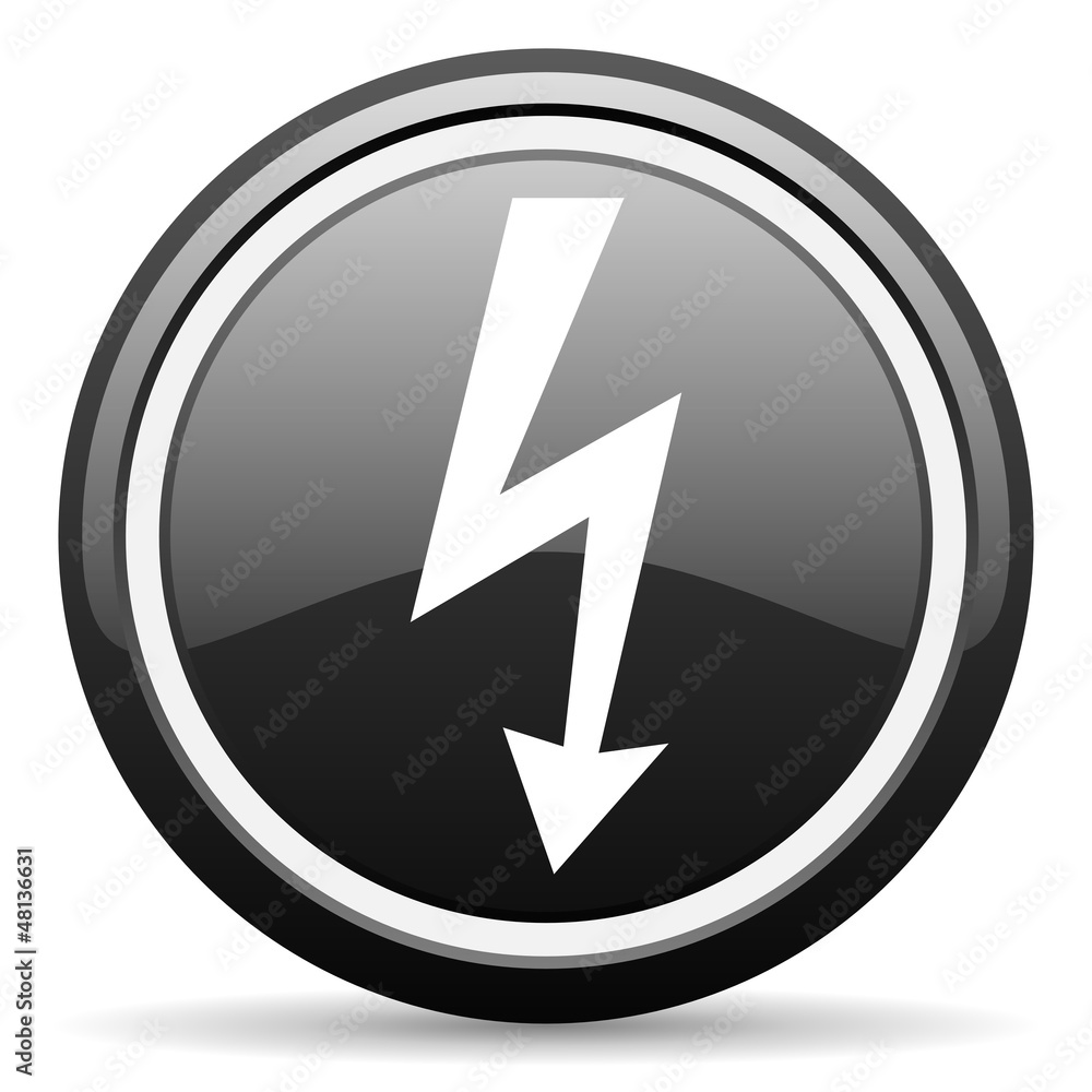 lightning black glossy icon on white background lightning black glossy icon on white background