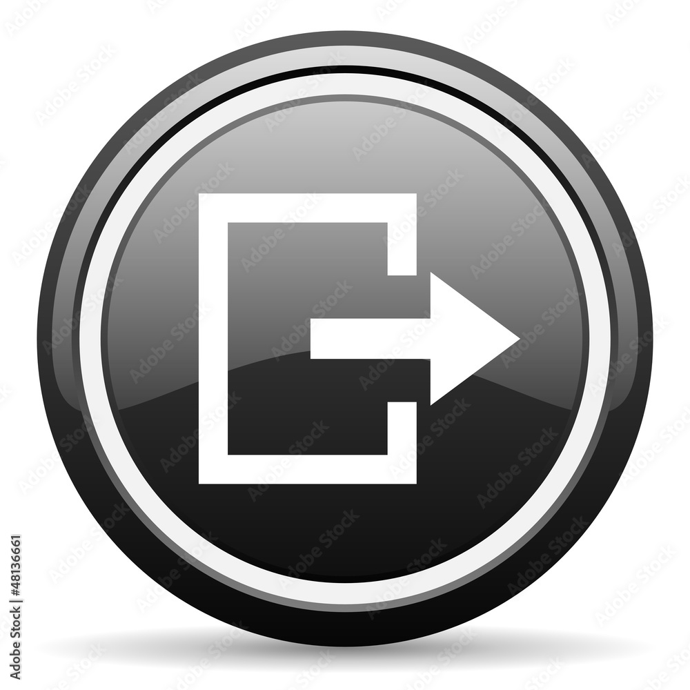 exit black glossy icon on white background exit black glossy icon on white background