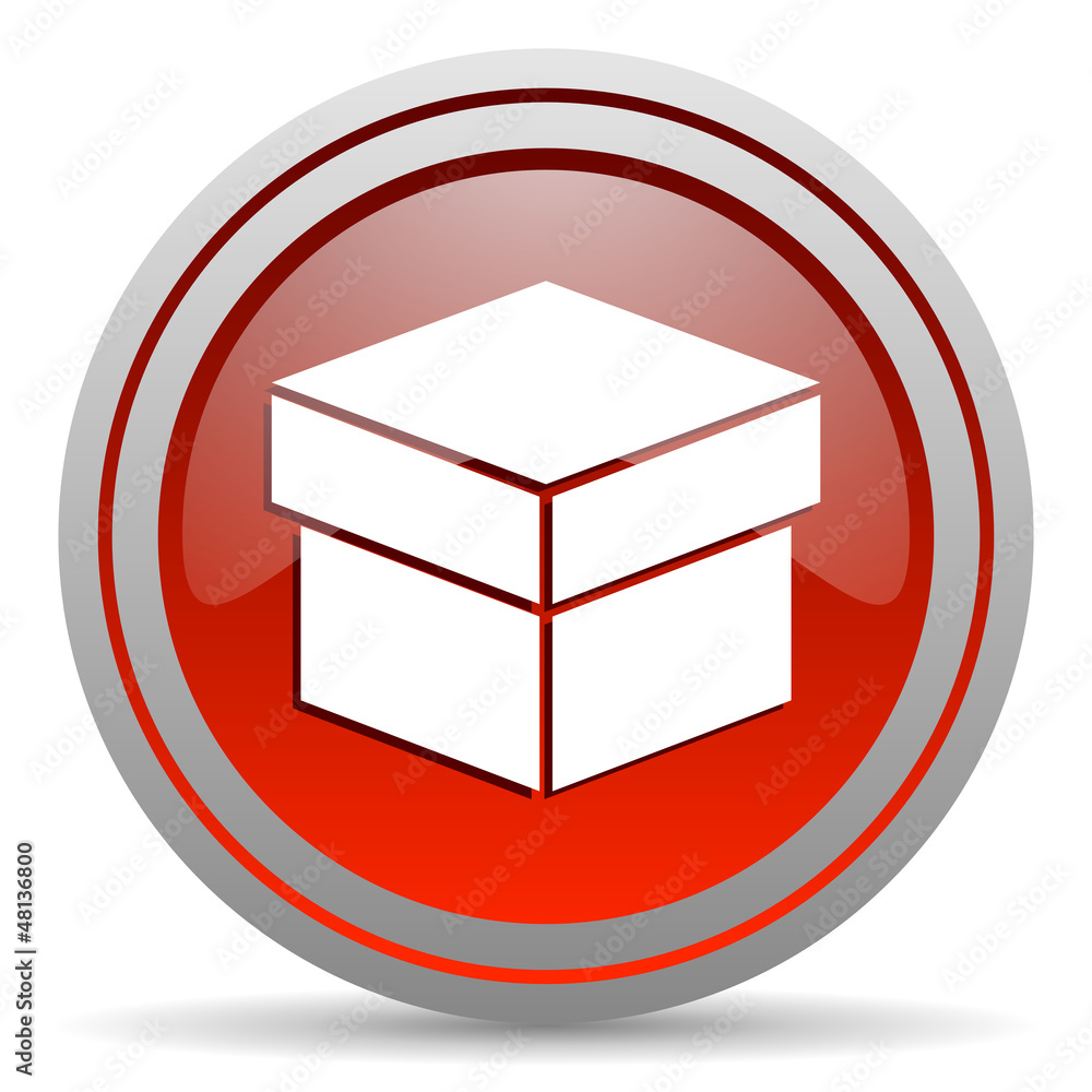 box red glossy icon on white background box red glossy icon on white background