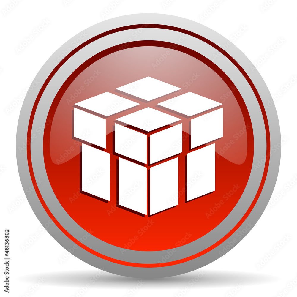 box red glossy icon on white background box red glossy icon on white background