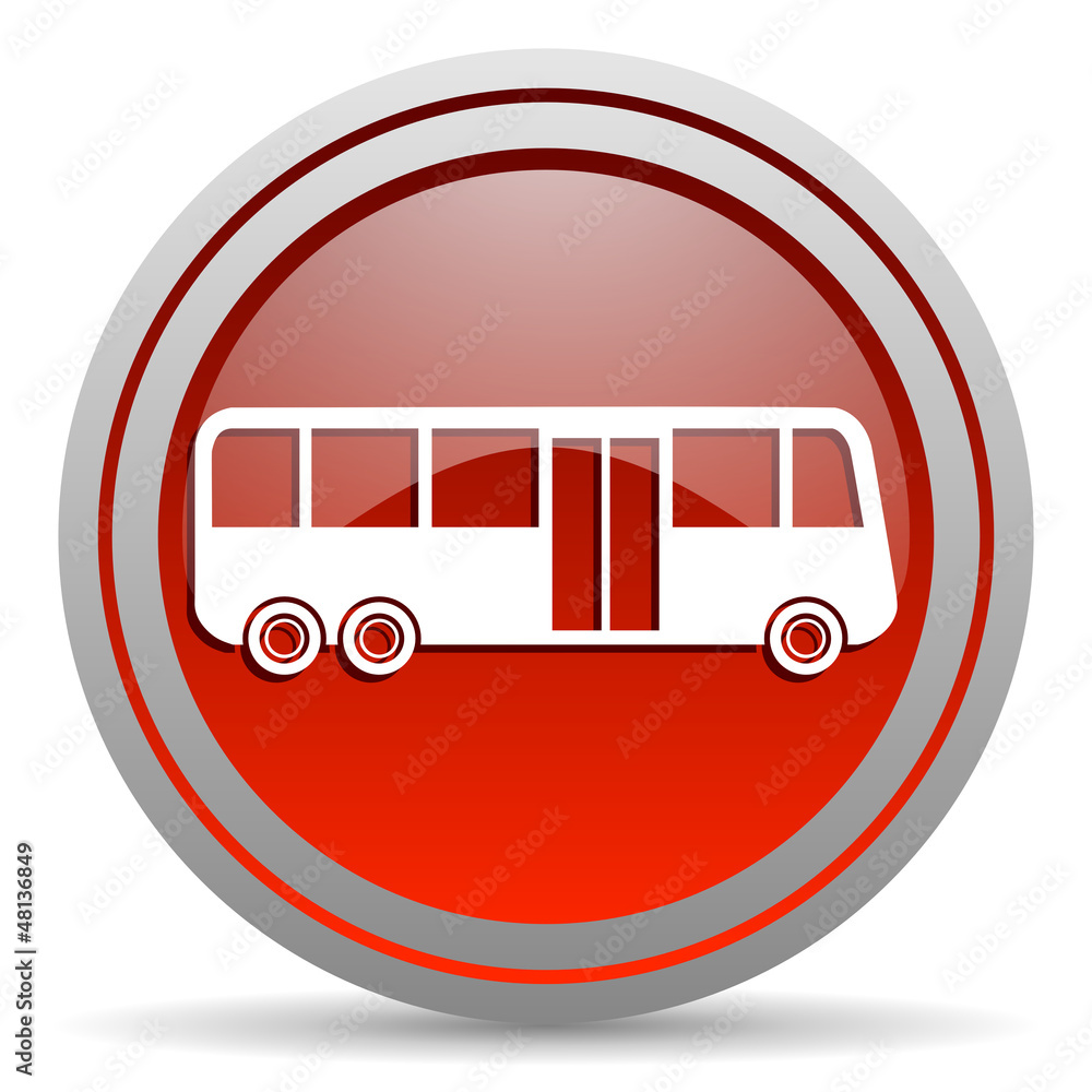 bus red glossy icon on white background bus red glossy icon on white background