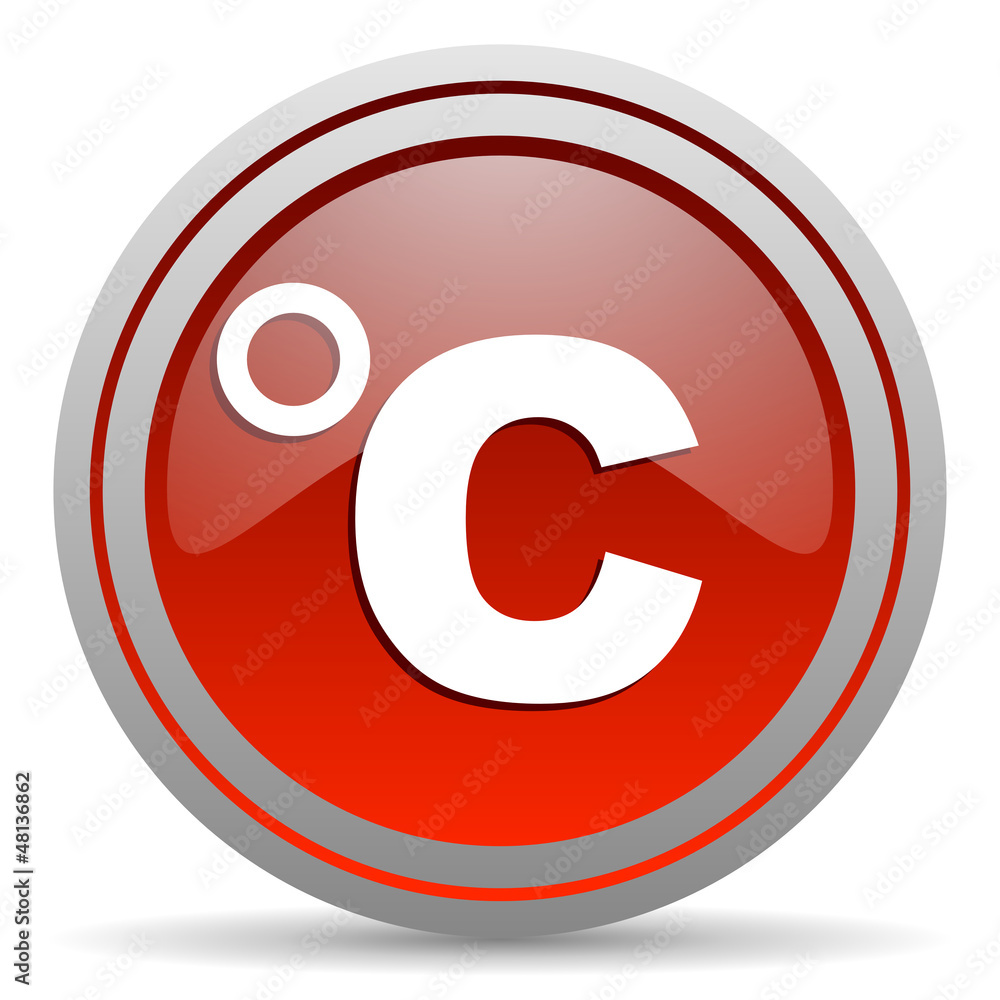 celsius red glossy icon on white background celsius red glossy icon on white background