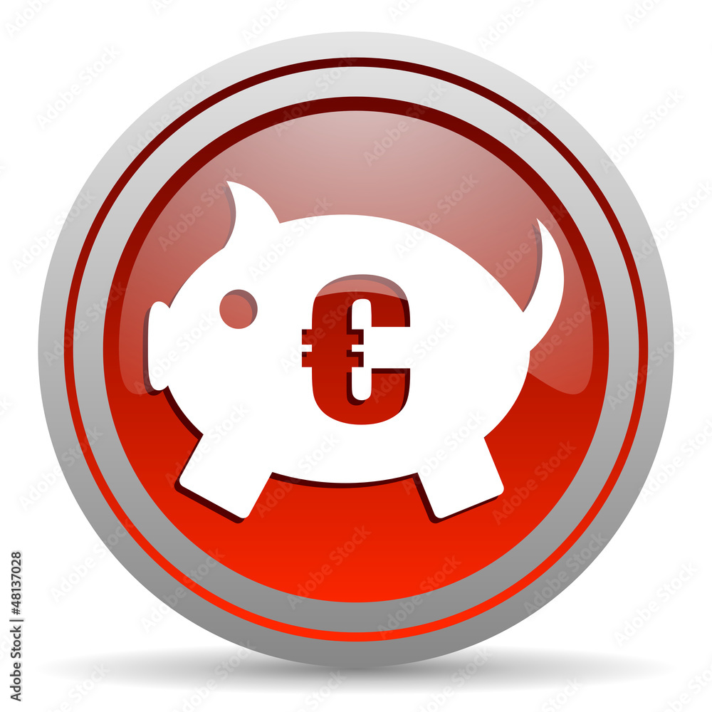 piggy bank red glossy icon on white background piggy bank red glossy icon on white background
