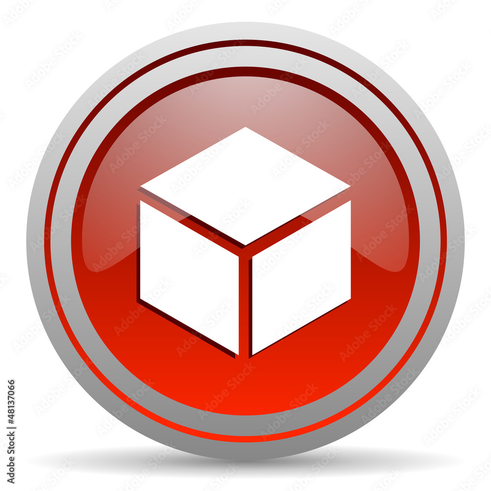 box red glossy icon on white background box red glossy icon on white background