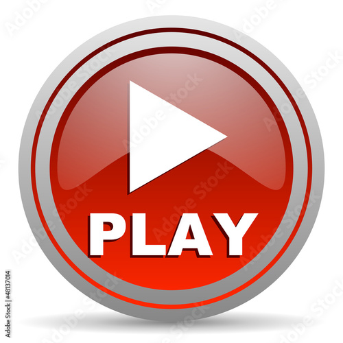 Free Download play red glossy icon on white background - GFXLoad