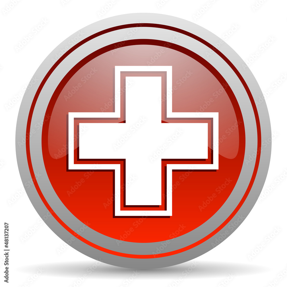 Fototapeta premium pharmacy red glossy icon on white background