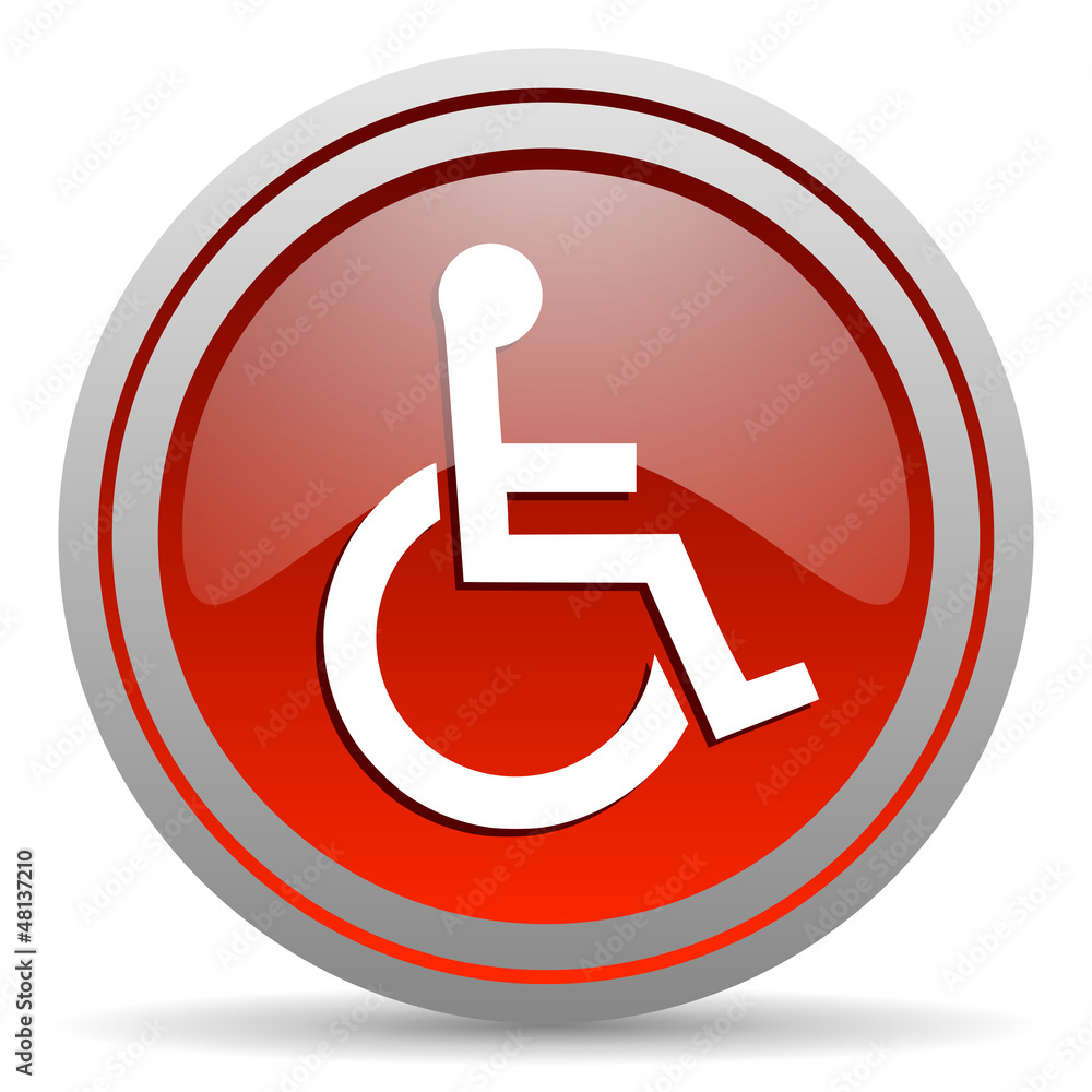 accessibility red glossy icon on white background accessibility red glossy icon on white background
