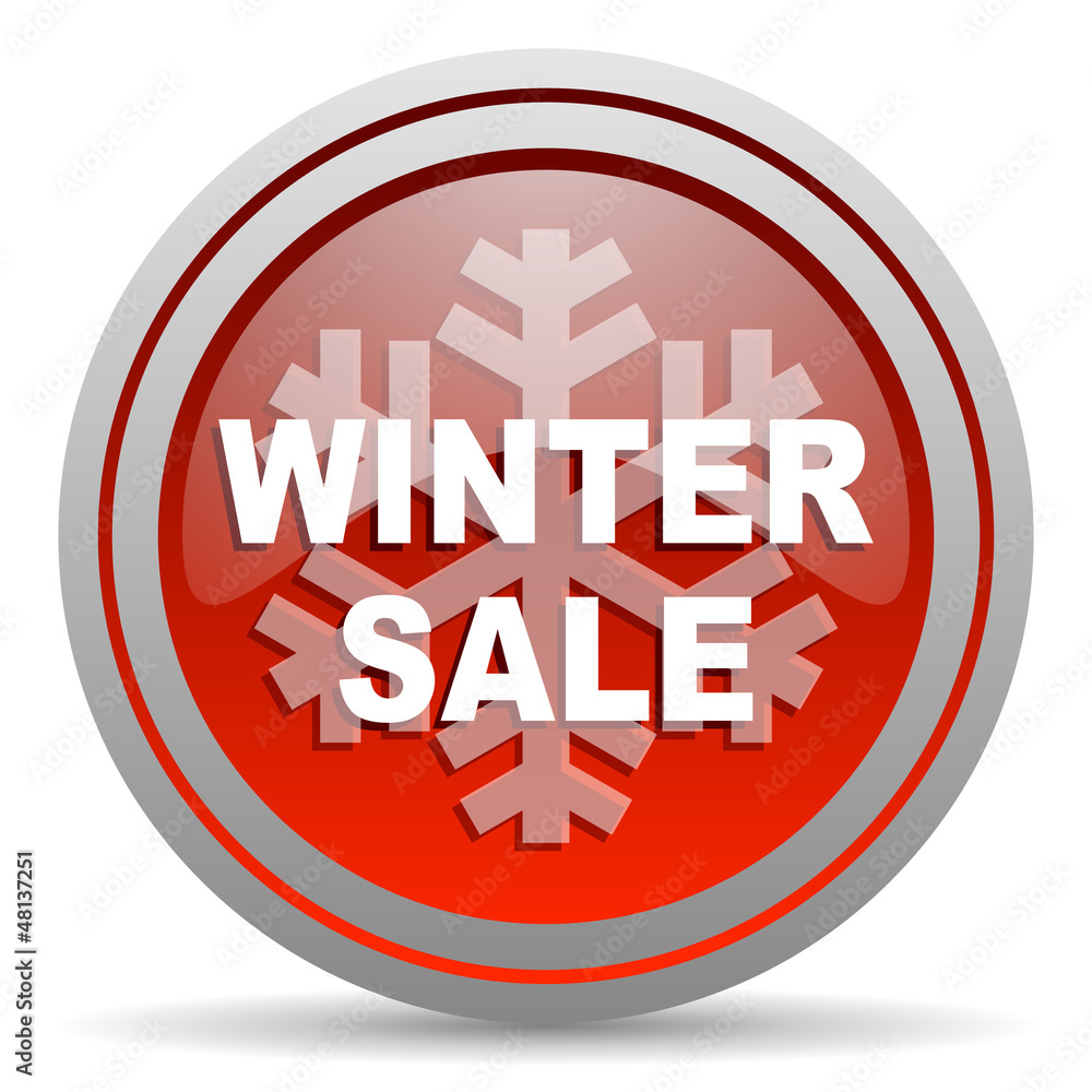 winter sale red glossy icon on white background winter sale red glossy icon on white background