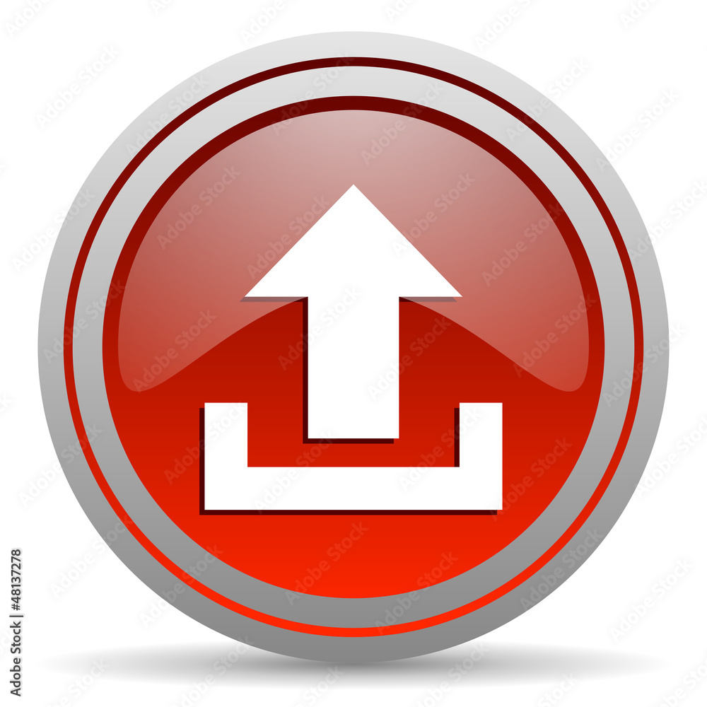 upload red glossy icon on white background upload red glossy icon on white background