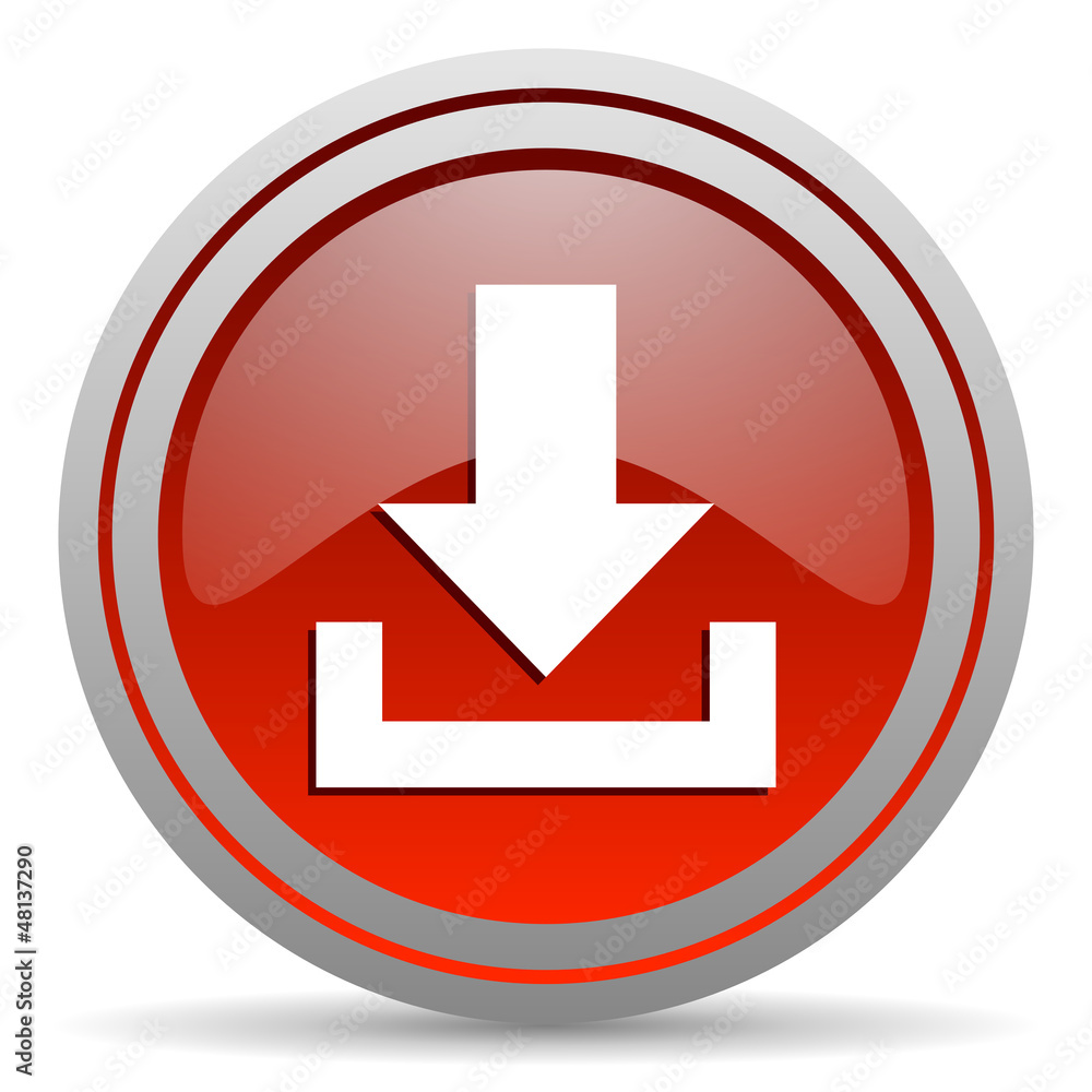 download red glossy icon on white background download red glossy icon on white background