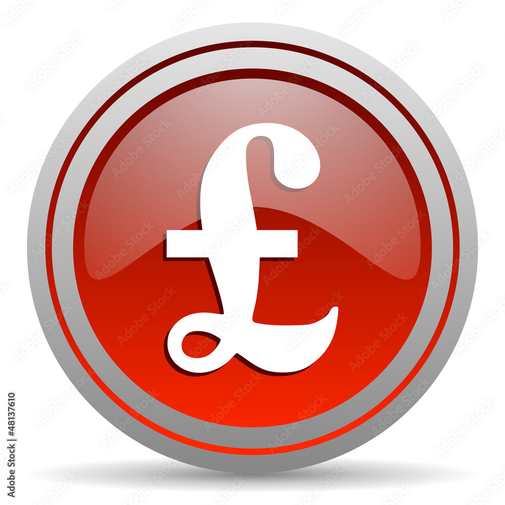 pound red glossy icon on white background pound red glossy icon on white background