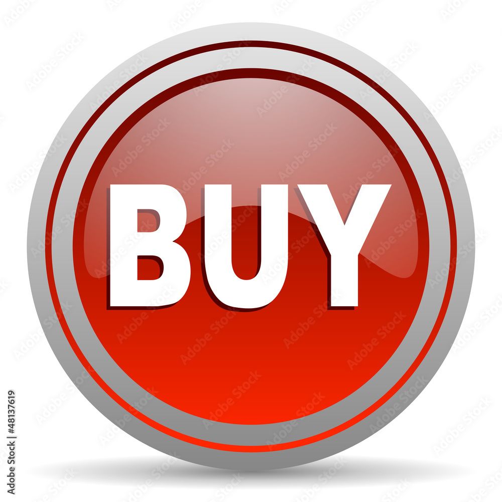 buy red glossy icon on white background buy red glossy icon on white background