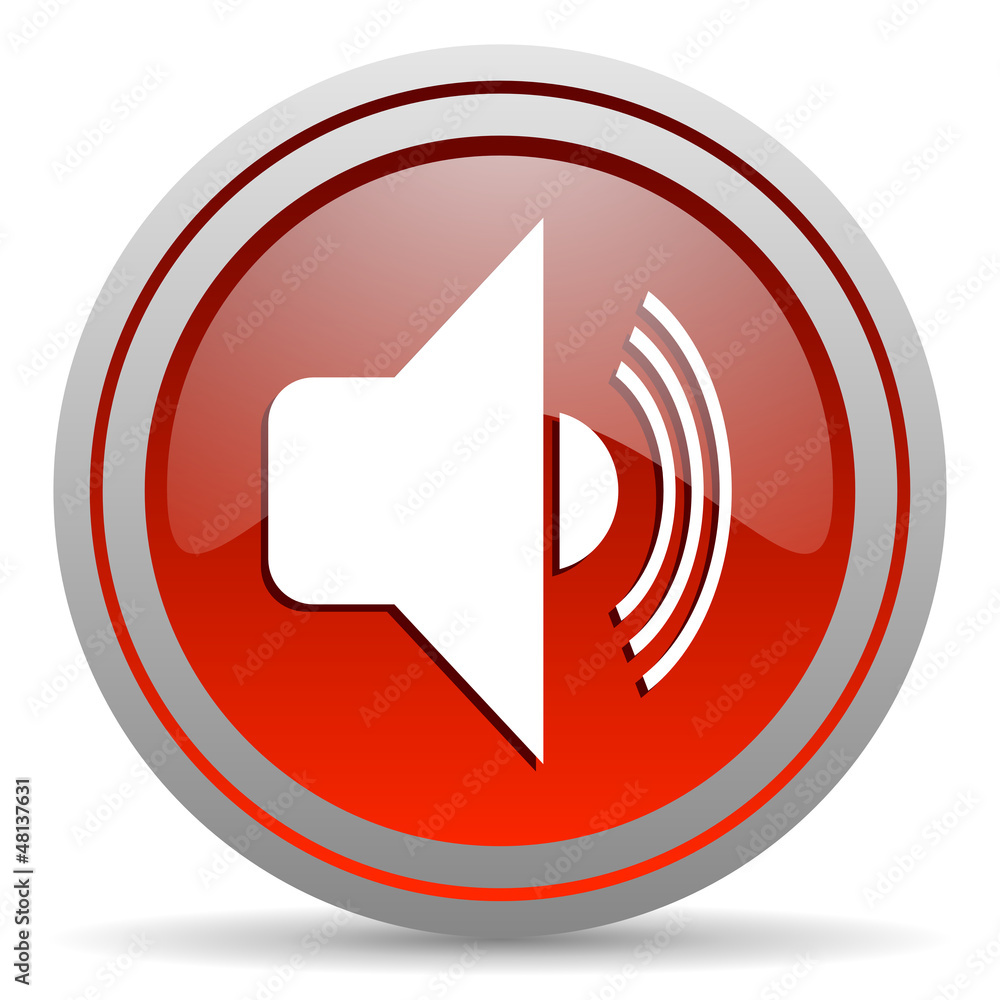 volume red glossy icon on white background volume red glossy icon on white background