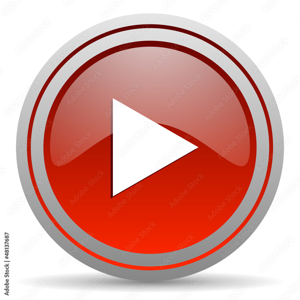 play red glossy icon on white background play red glossy icon on white background