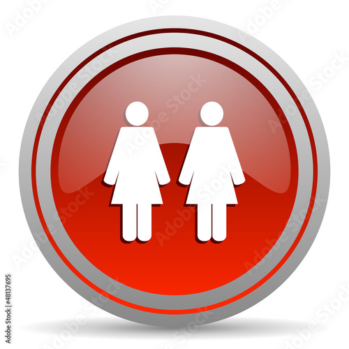 couple red glossy icon on white background