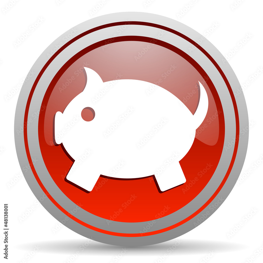 piggy bank red glossy icon on white background piggy bank red glossy icon on white background