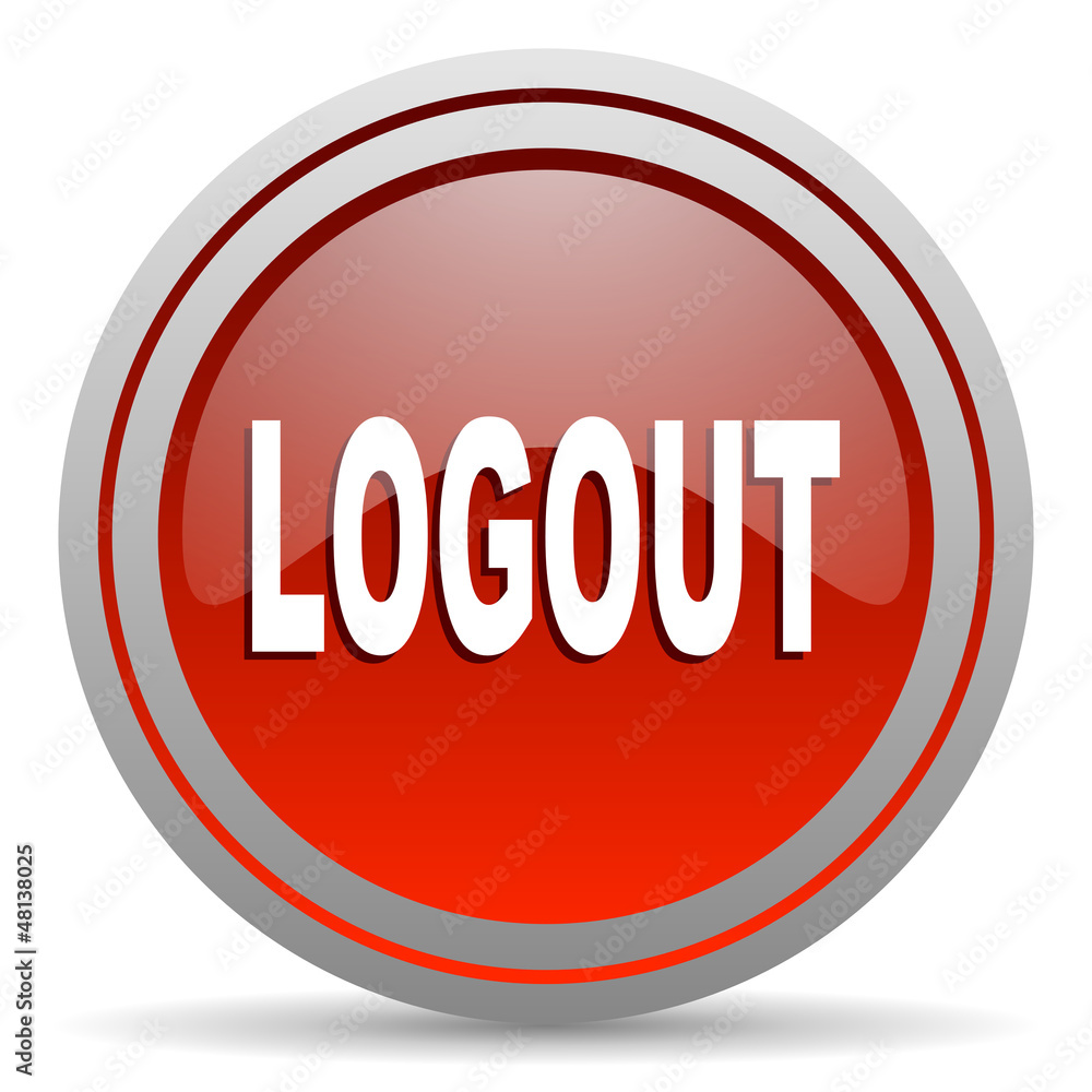 logout red glossy icon on white background logout red glossy icon on white background
