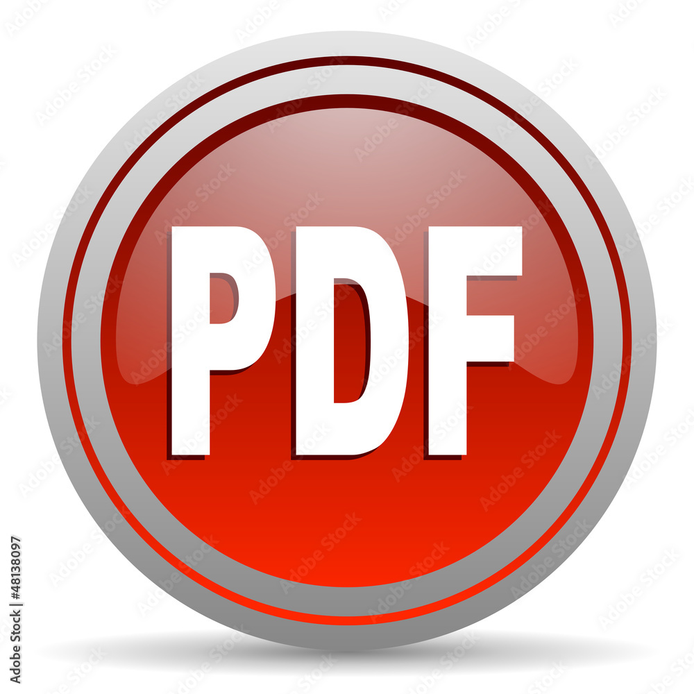 pdf red glossy icon on white background pdf red glossy icon on white background