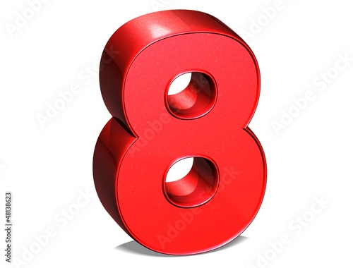 3D Number Eight on white background