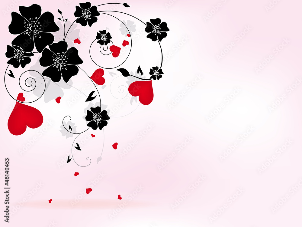Abstract floral background for valentines day with heart
