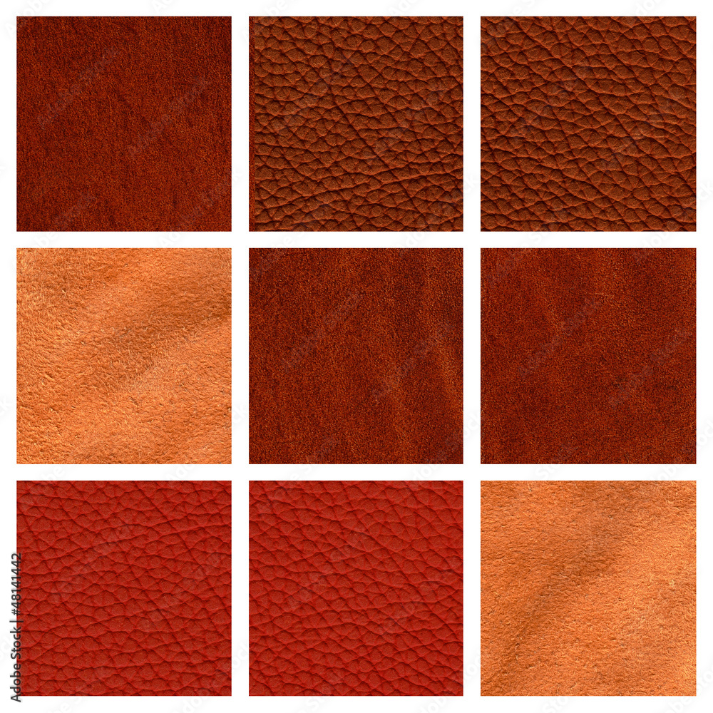 Fototapeta premium Collage of nine leather texure.