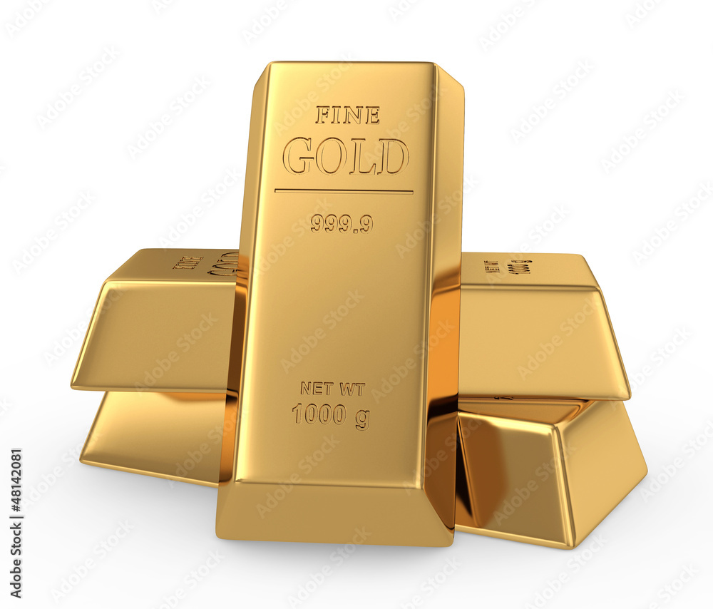 Gold bars isolated on white background Gold bars isolated on white background