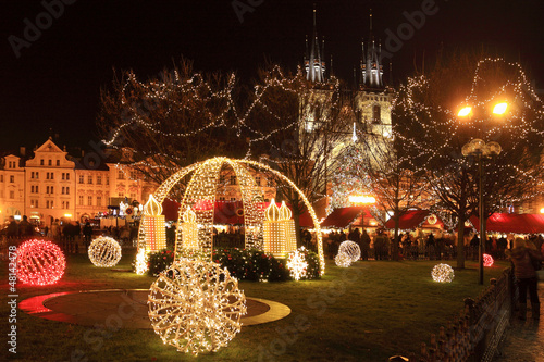 Photography Christmas Mood on the Old Town Square, Prague, Czech Republic