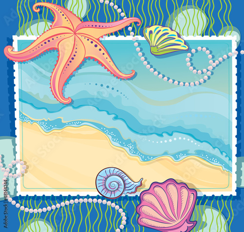 Vector frame with a picture of a sea wave