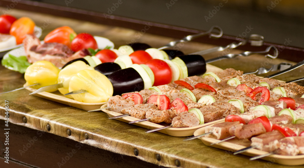 Fototapeta premium Appetizing fresh meat and greens