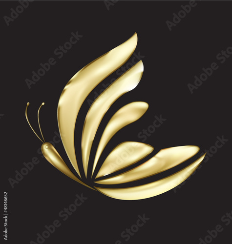 Canvas Print Gold butterfly design