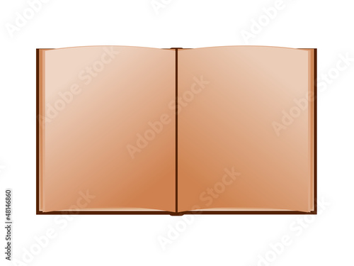 Open brown book isolated